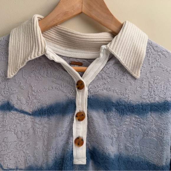 Free People Women’s Extra Small Sunrise Polo Henley Pullover Sweater Tie Dye - Picture 2 of 14